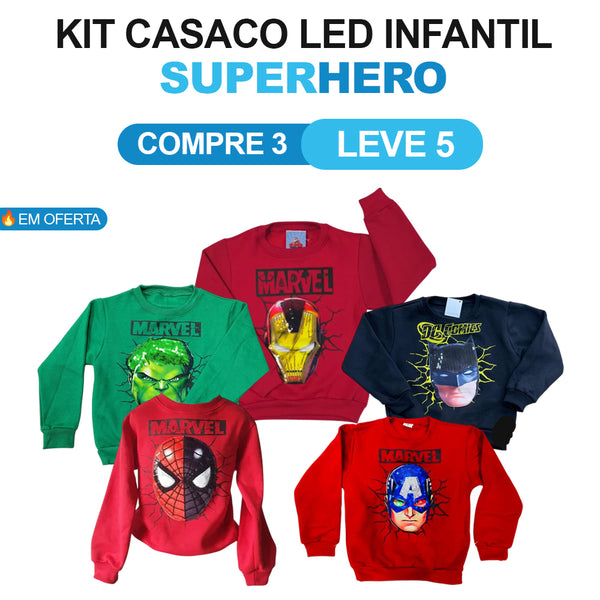🔥 KIT 5 Casacos Infantis com LED  - Pague 3 Leve 5 só HOJE!